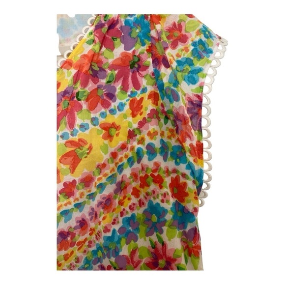 Talbots top,cap sleeves, multicolored pastels size M, trim on neck,front,sleeves - Picture 4 of 6